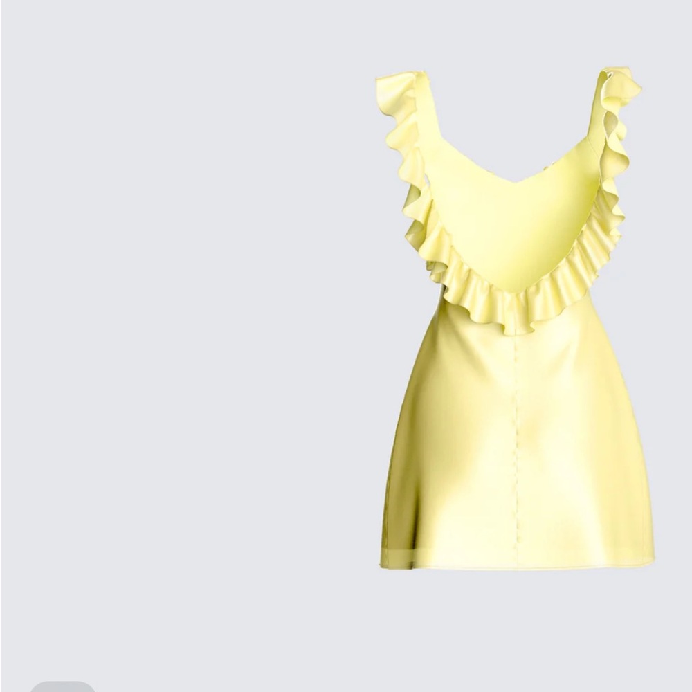 Yellow Ruffled Mini Dress - Picture 3 of 6